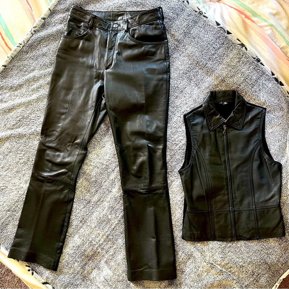 Wilson Vintage Leather Sz 8 Pants and Vest Sz Small